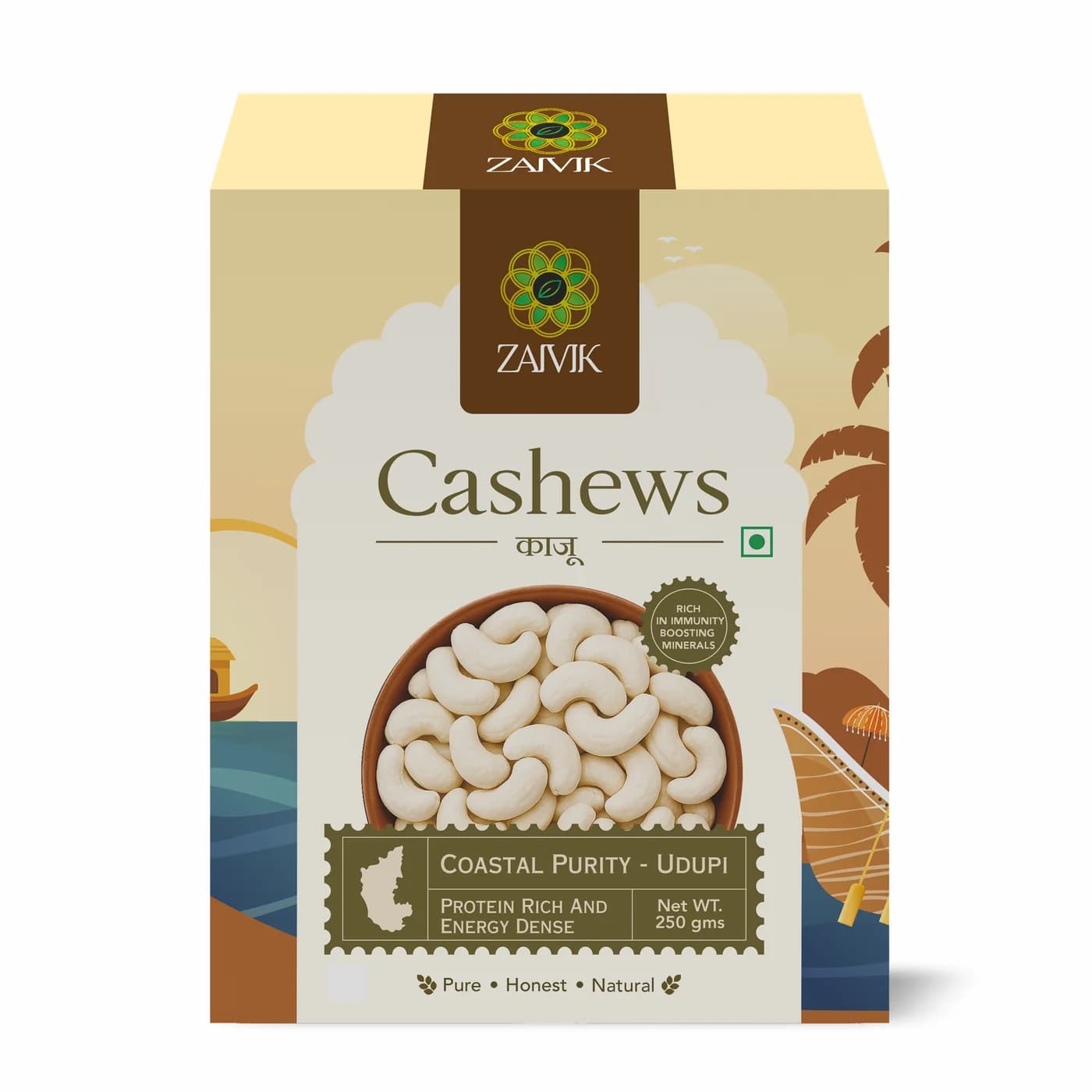 Cashew 250 g front packaging mockup