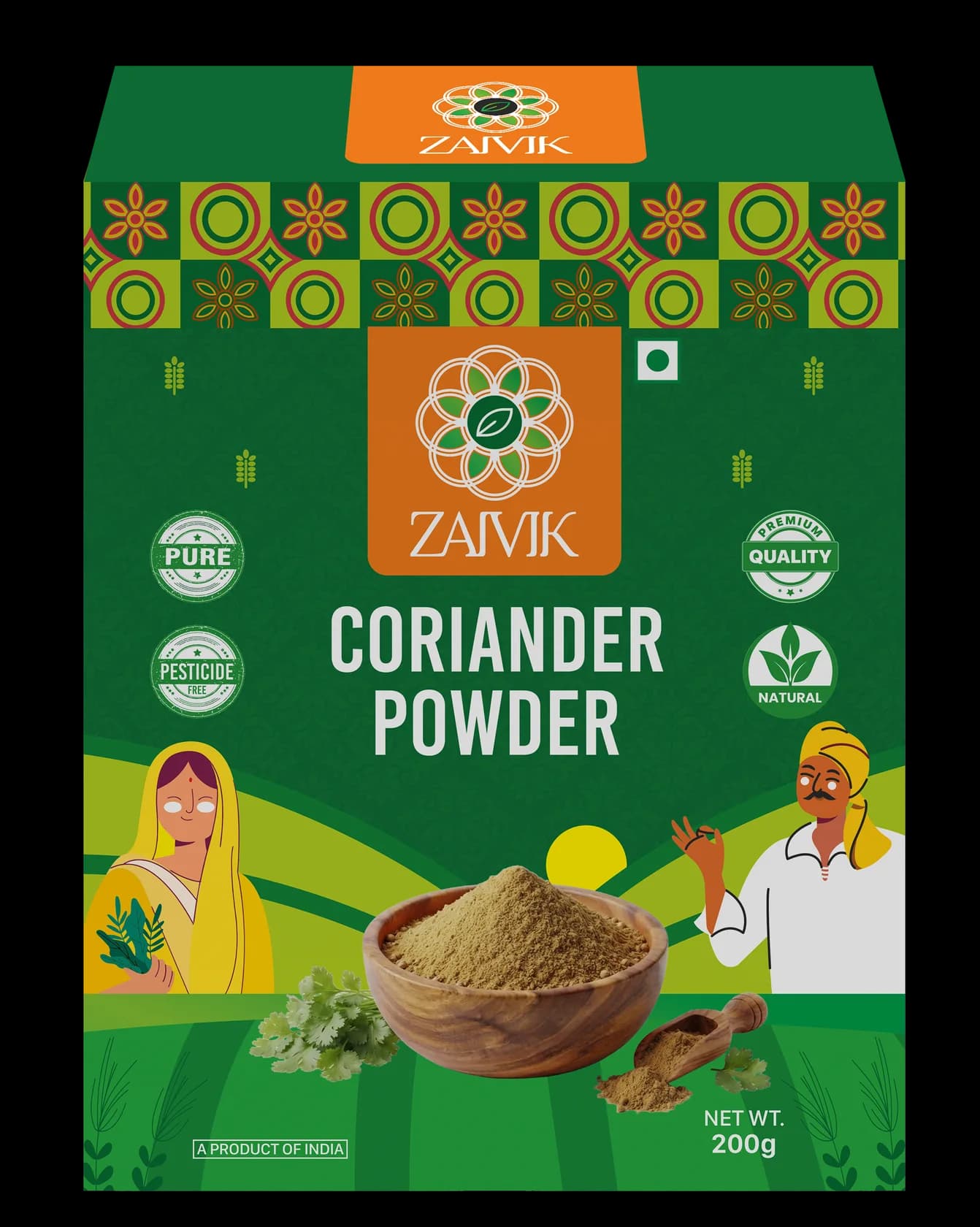 Coriander Powder 200 g front packaging mockup