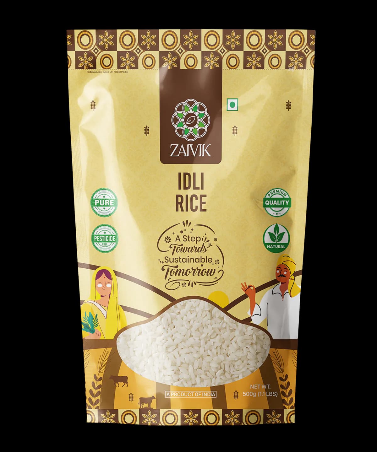 Idli Rice 500 g front packaging mockup