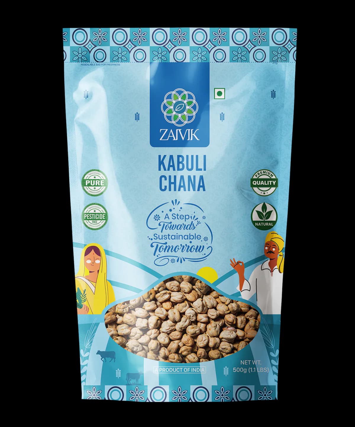 Kabuli Chana -Double Dollar 500 g front packaging mockup