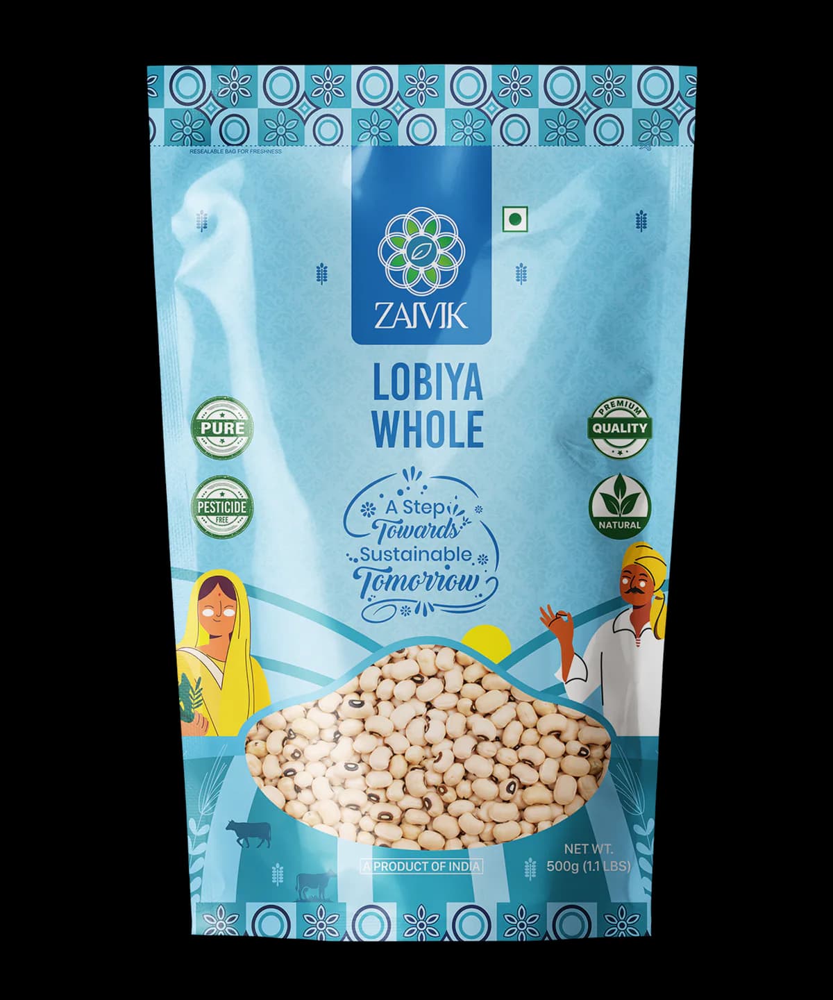 Cowpea White Whole 500 g front packaging mockup