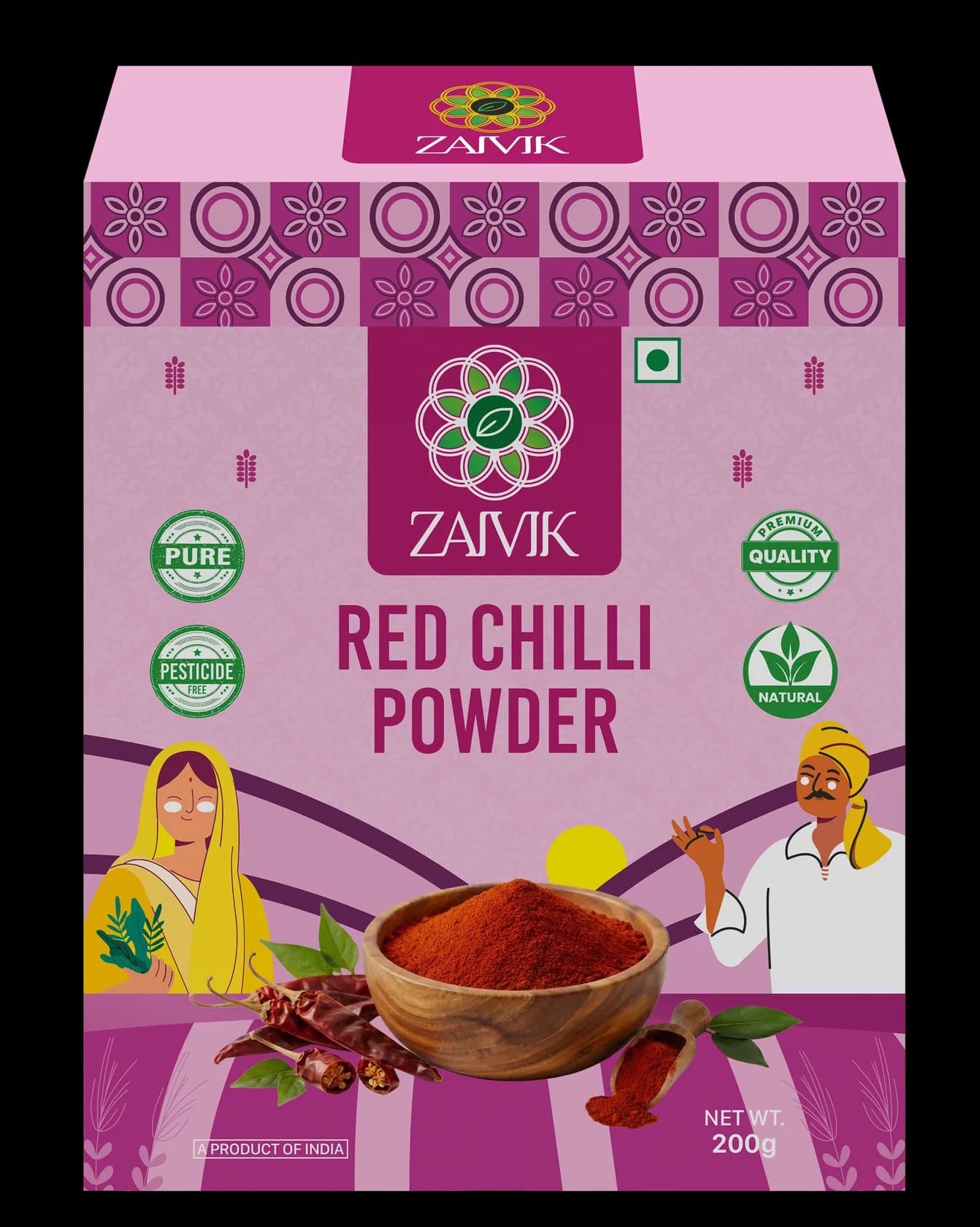 Red Chilli Powder 200 g front packaging mockup