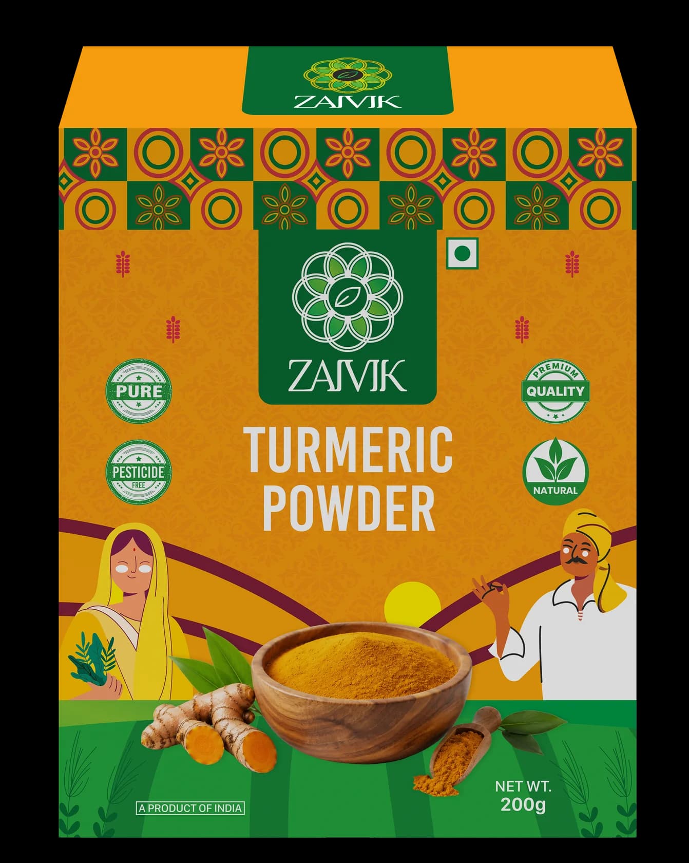 Turmeric Powder 200 g front packaging mockup