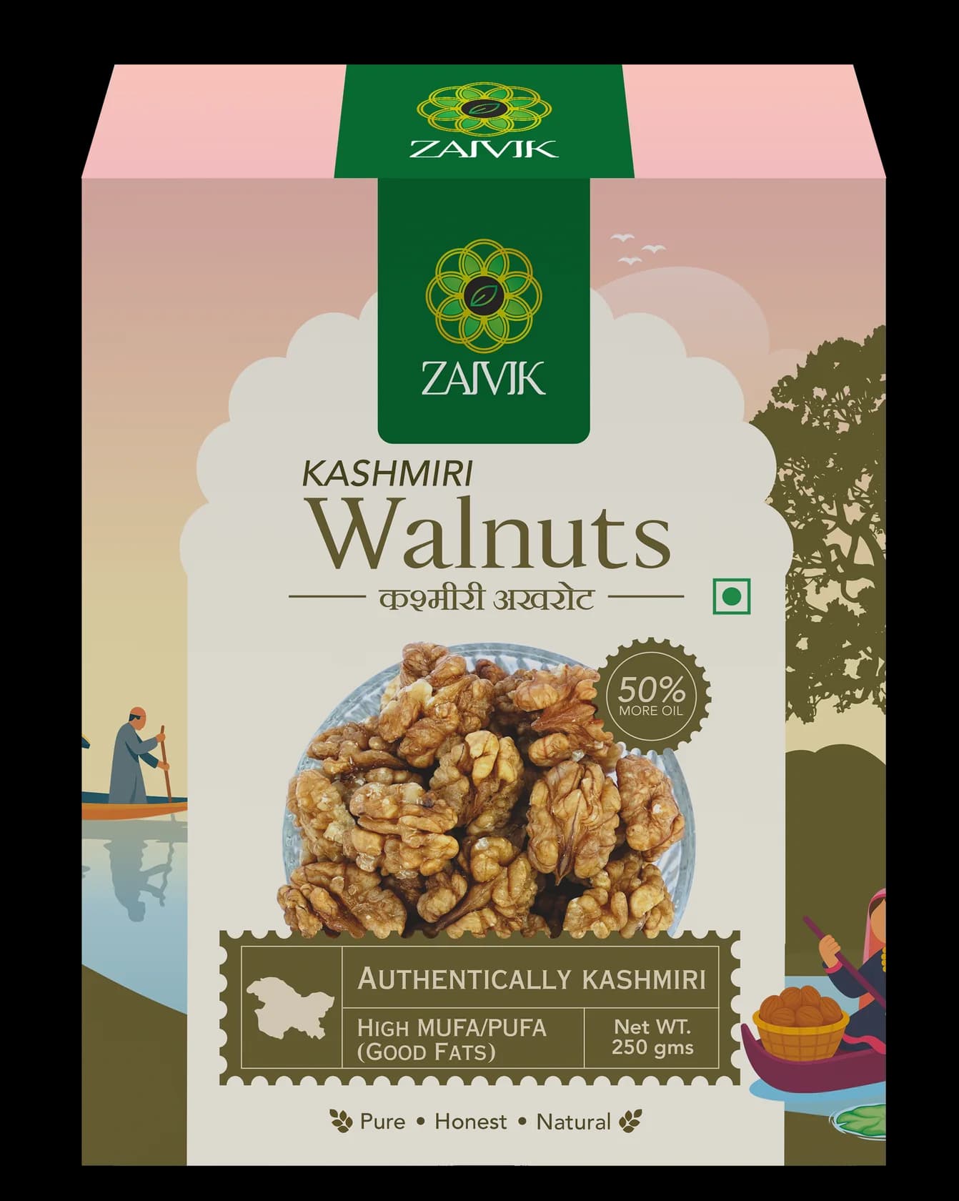 Kashmiri Walnuts 250 g front packaging mockup