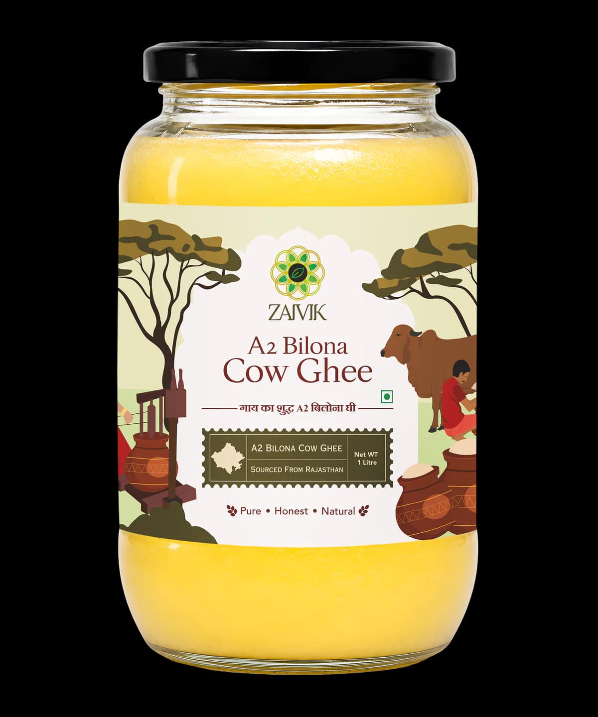A2 Cow Bilona Ghee 1 L front packaging mockup