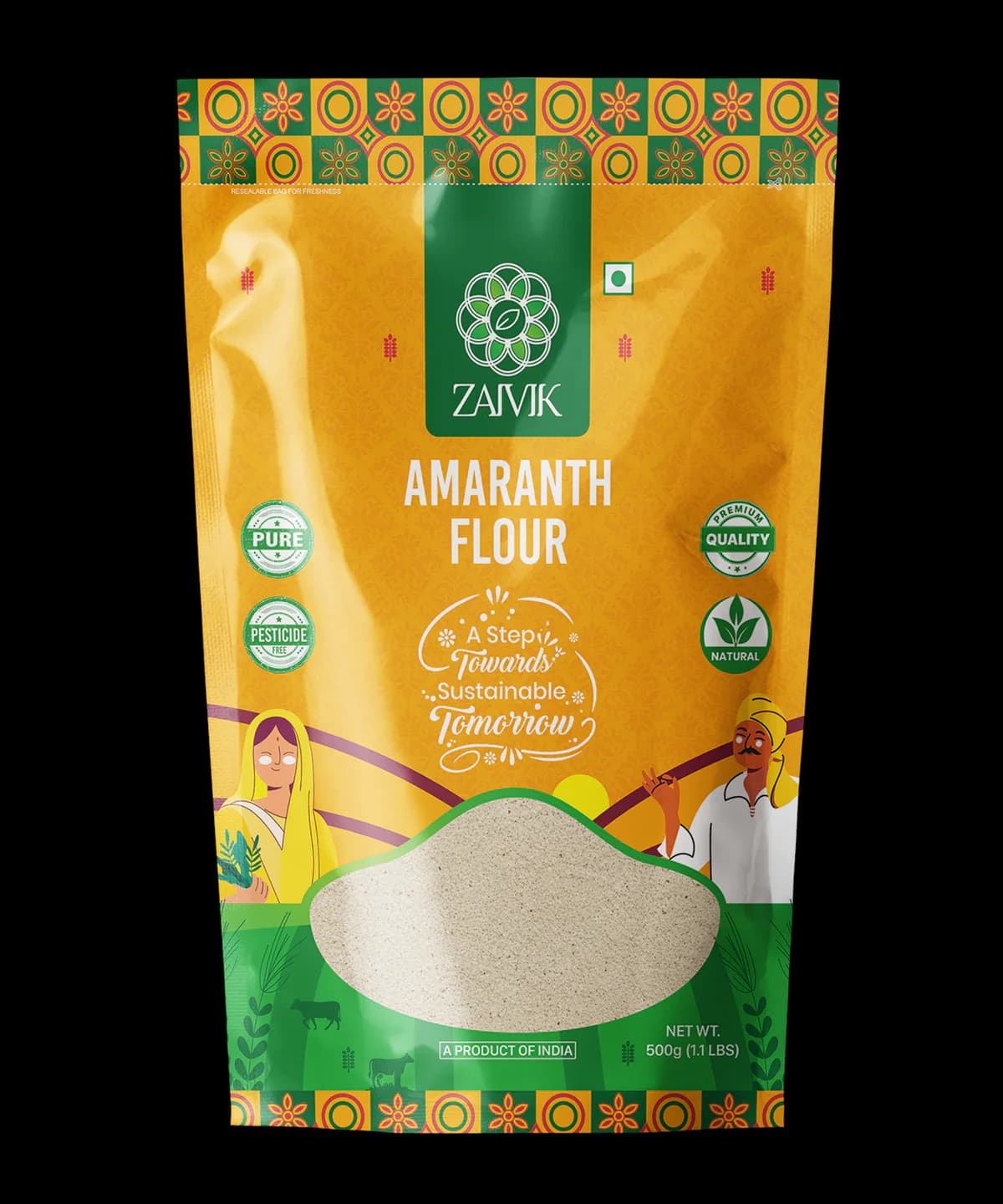 Amaranth Flour 500 g front packaging mockup