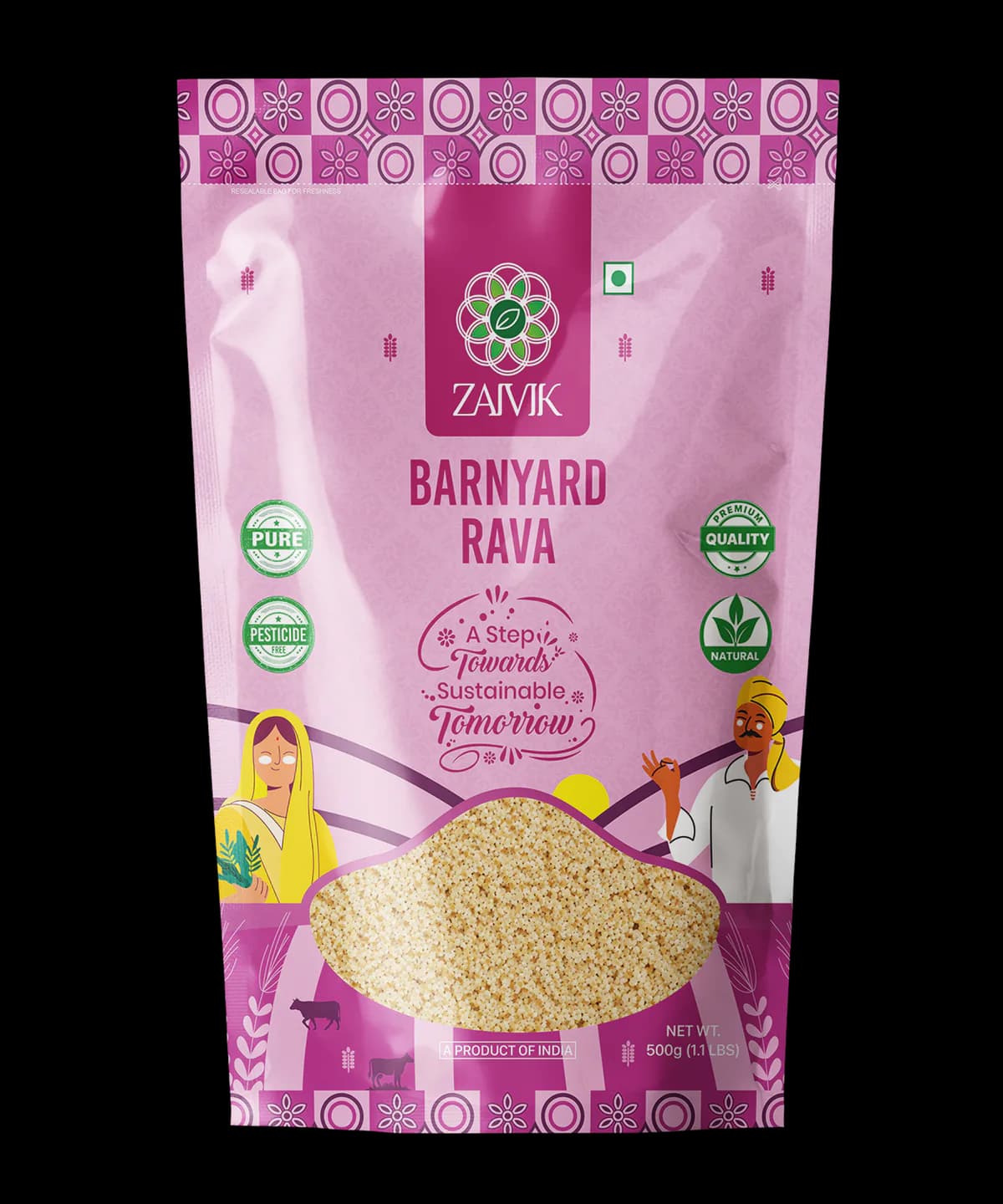 Barnyard Millet Rava 500 g front packaging mockup