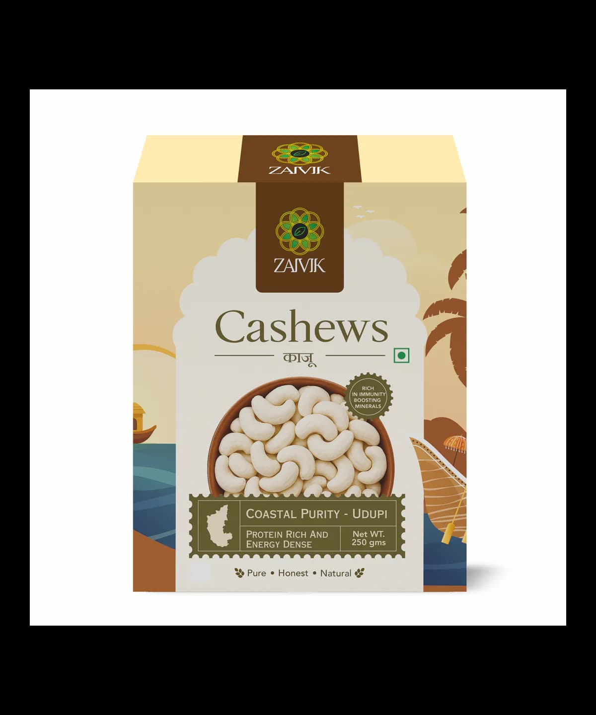 Cashew 250 g front packaging mockup