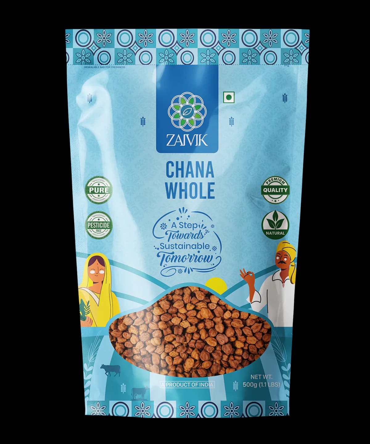 Chana Whole 500 g front packaging mockup