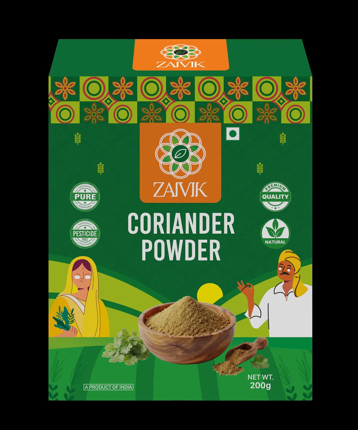 Coriander Powder 200 g front packaging mockup