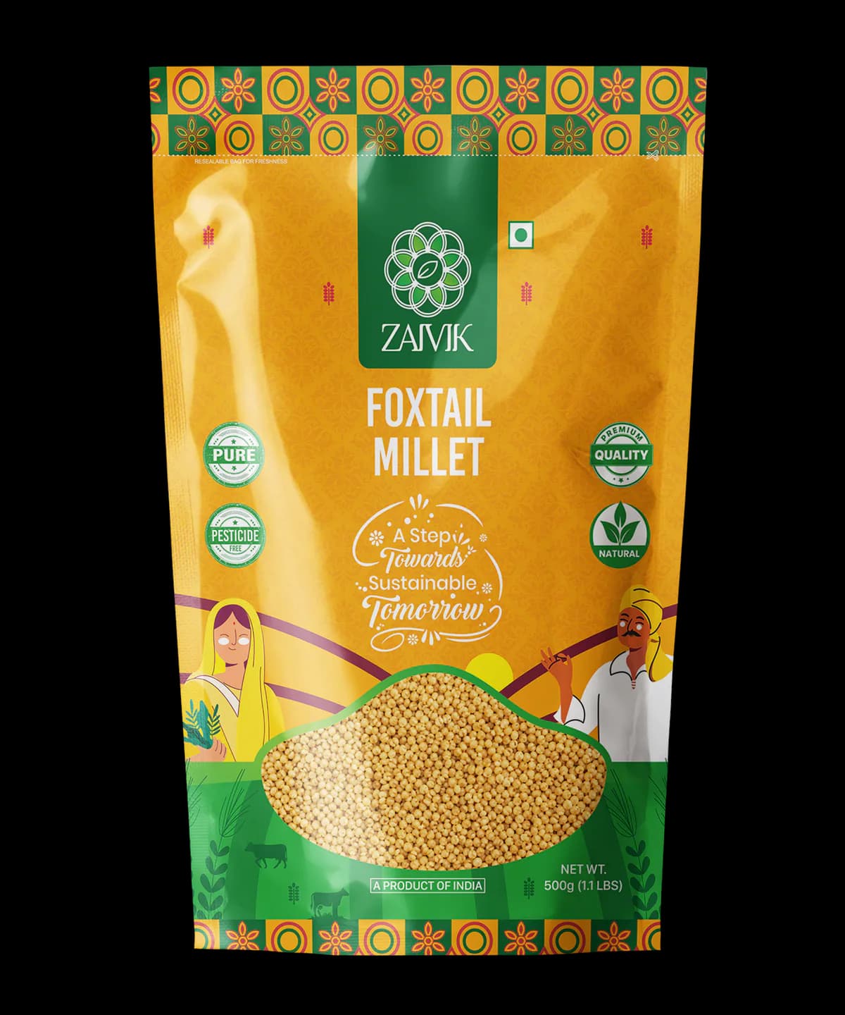 Foxtail Millet 500 g front packaging mockup