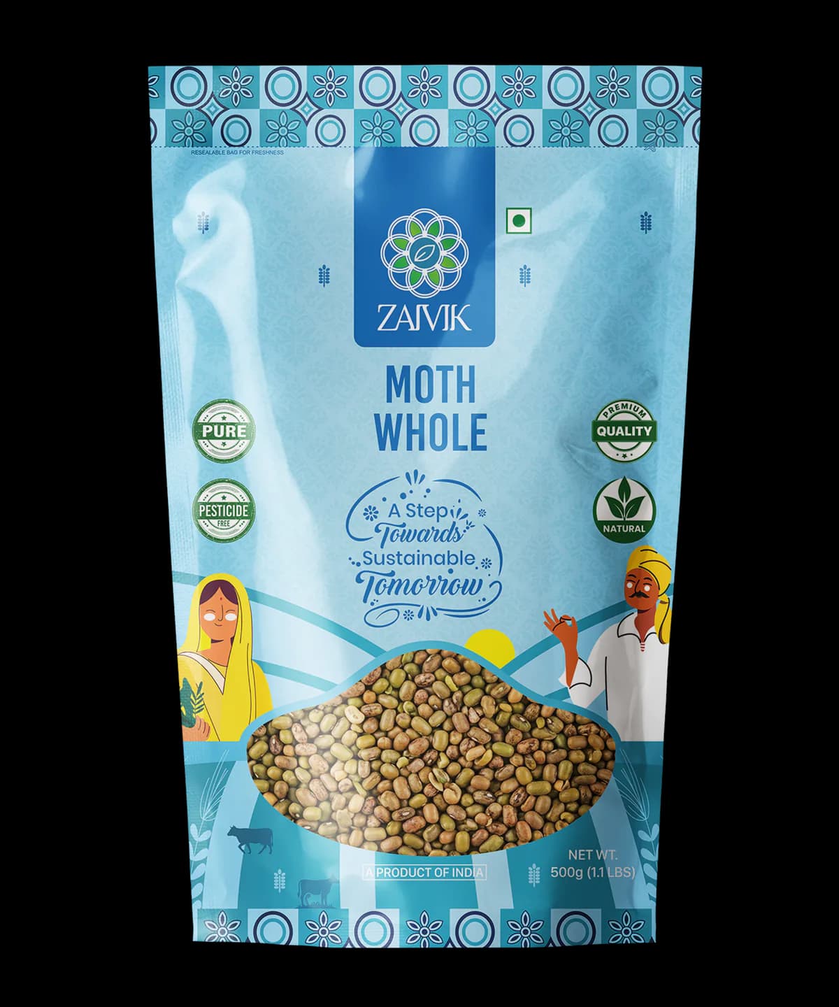Moth Whole 500 g front packaging mockup