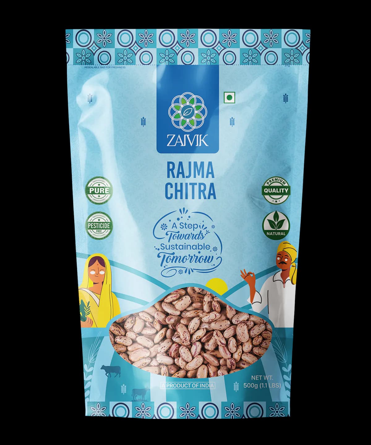 Rajma Chitra 500 g front packaging mockup