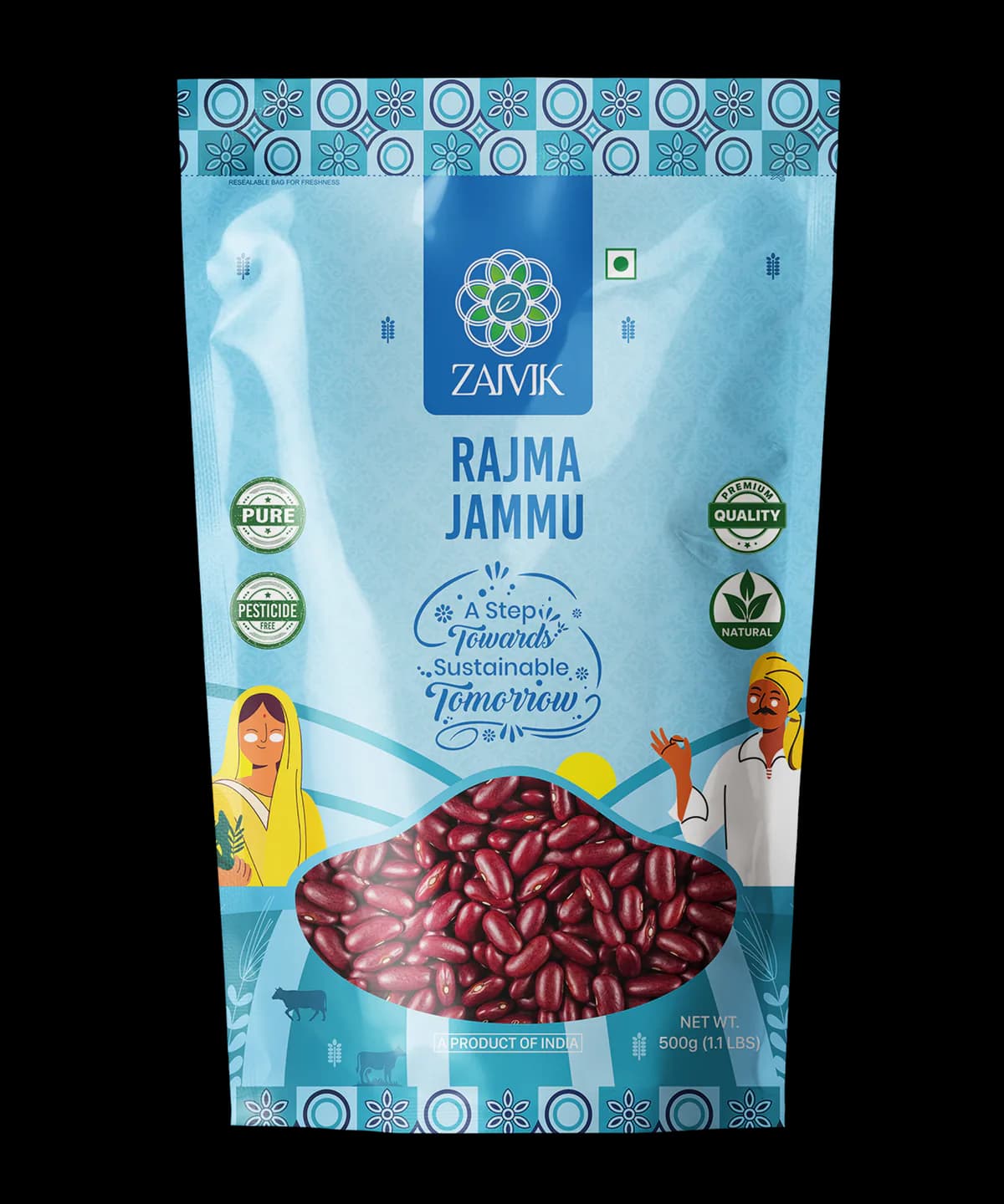 Rajma Jammu 500 g front packaging mockup