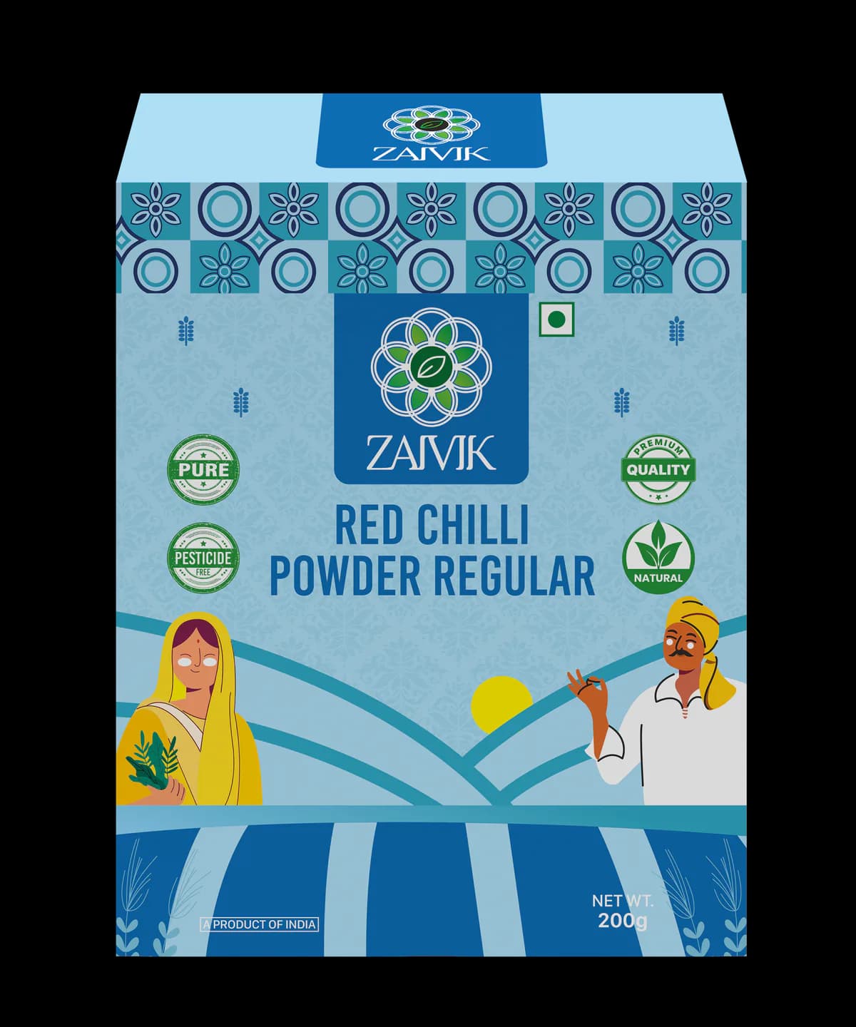 Red Chilli Powder 200 g front packaging mockup