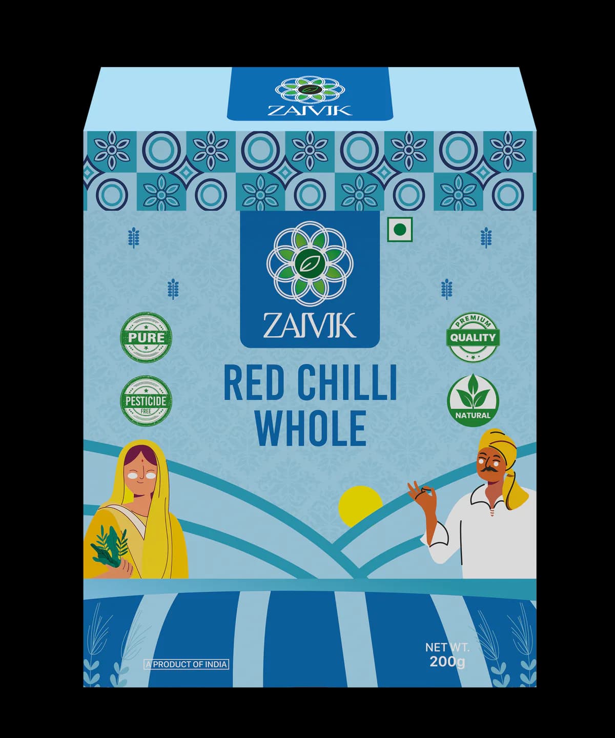 Red Chillies Whole 200 g front packaging mockup
