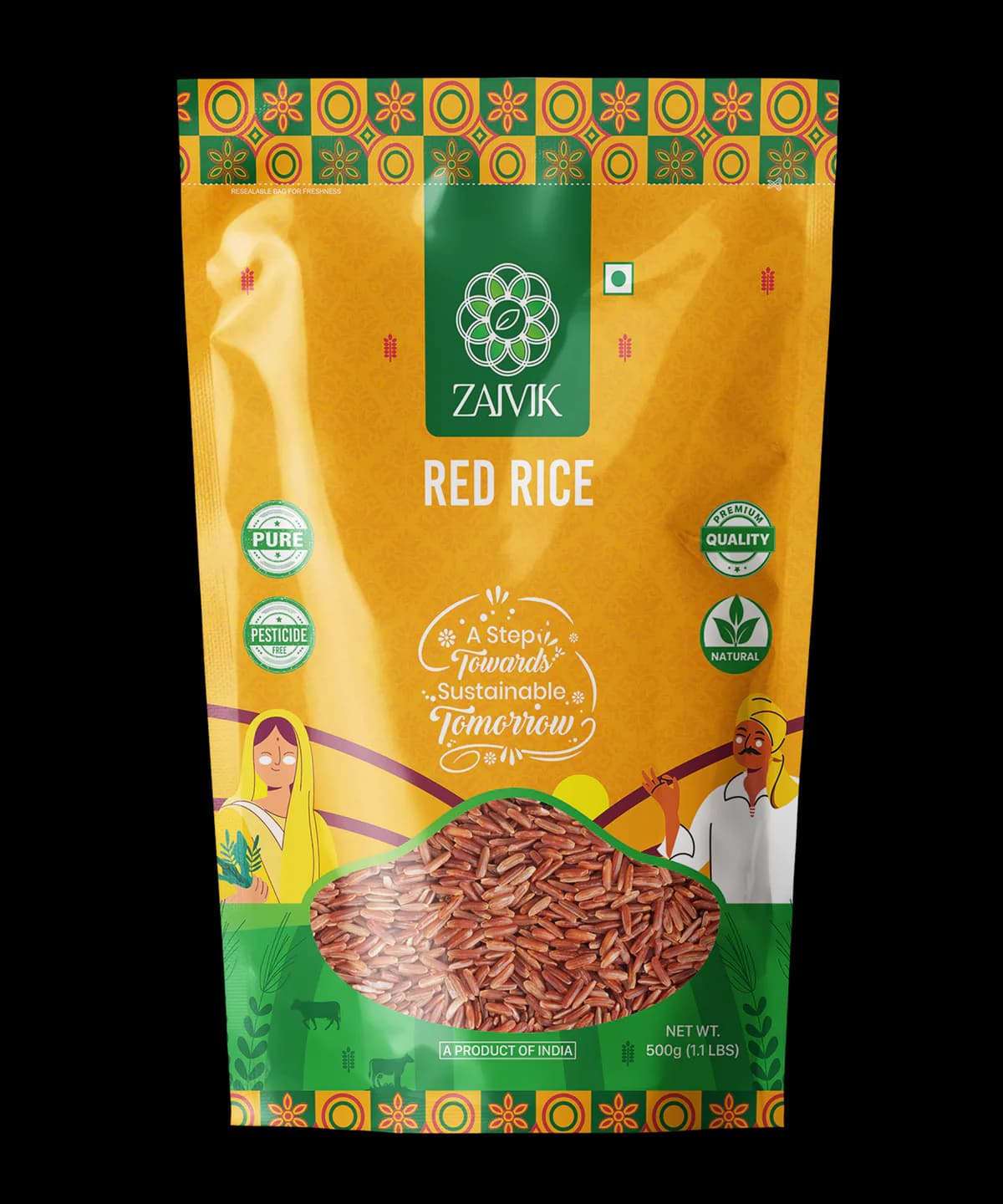 Red Rice 500 g front packaging mockup