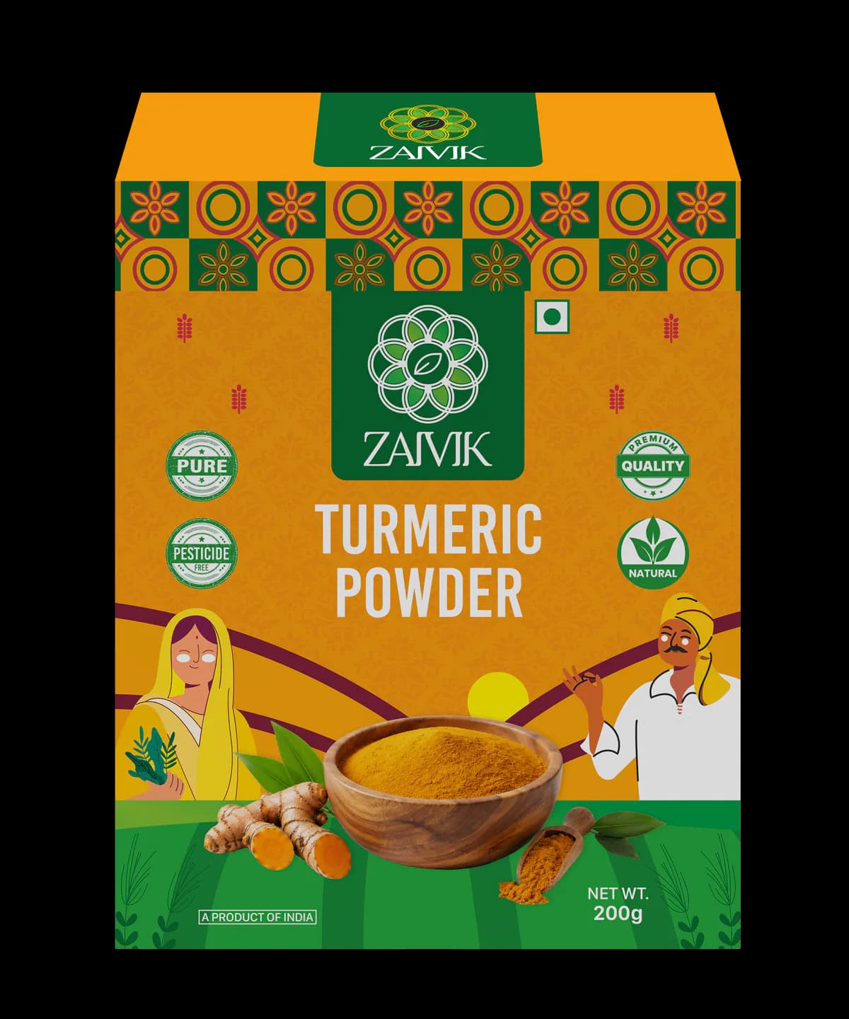 Turmeric Powder 200 g front packaging mockup