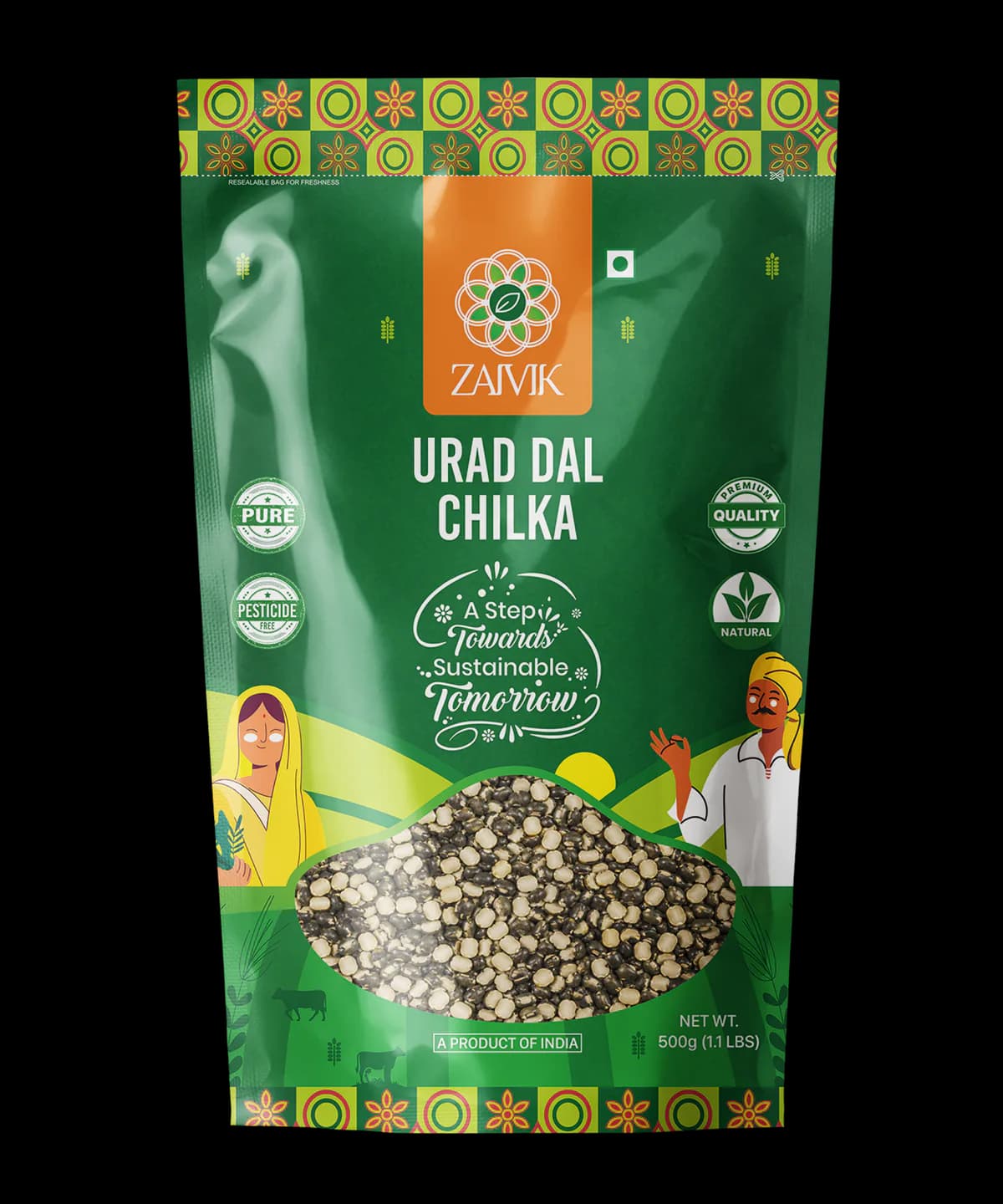 Urad Dal Chhilka 500 g front packaging mockup