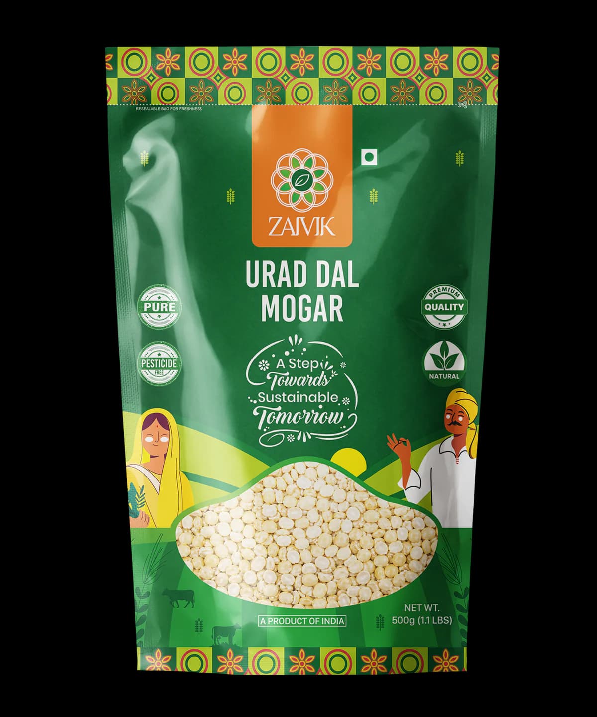 Urad Dal Mogar 500 g front packaging mockup