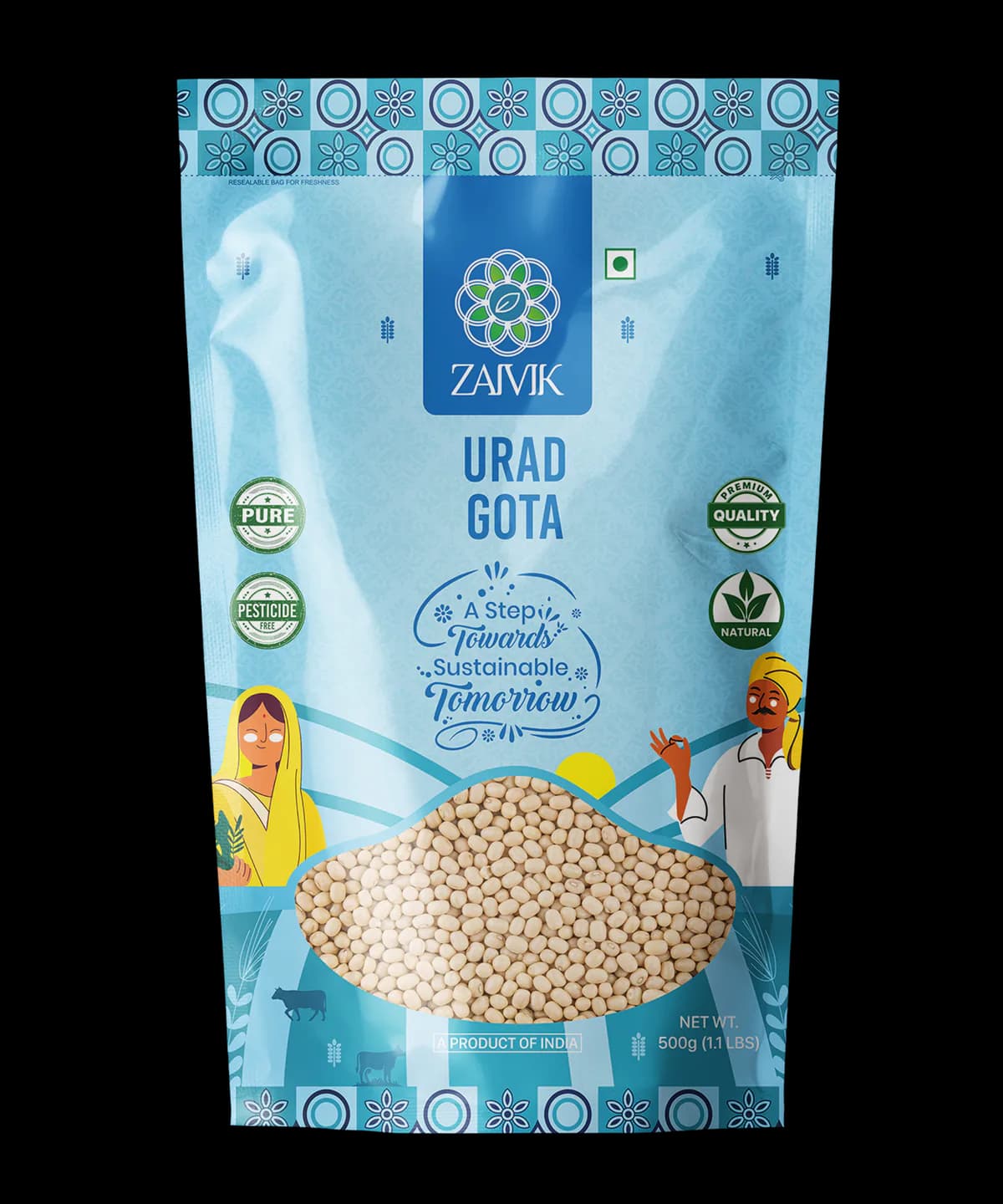Urad Gota 500 g front packaging mockup