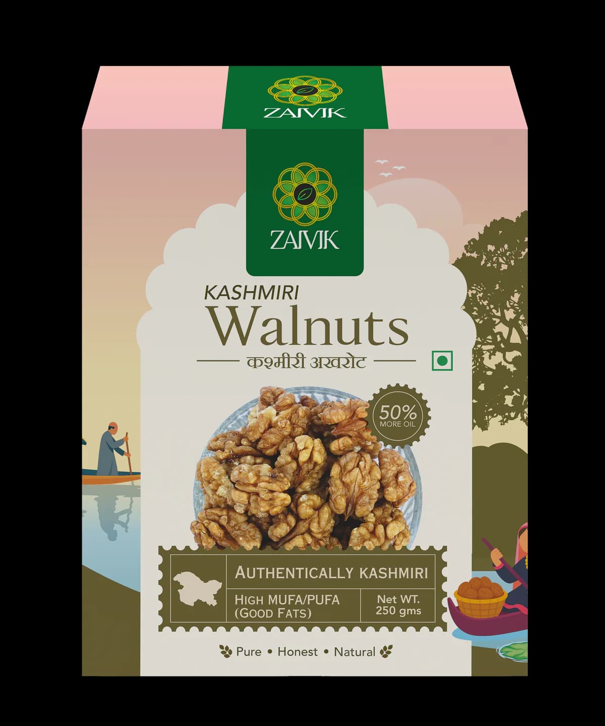 Kashmiri Walnuts 250 g front packaging mockup