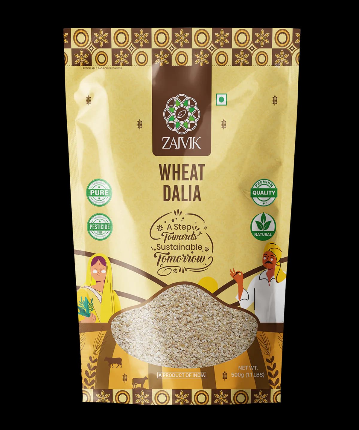 Wheat Dalia 500 g front packaging mockup