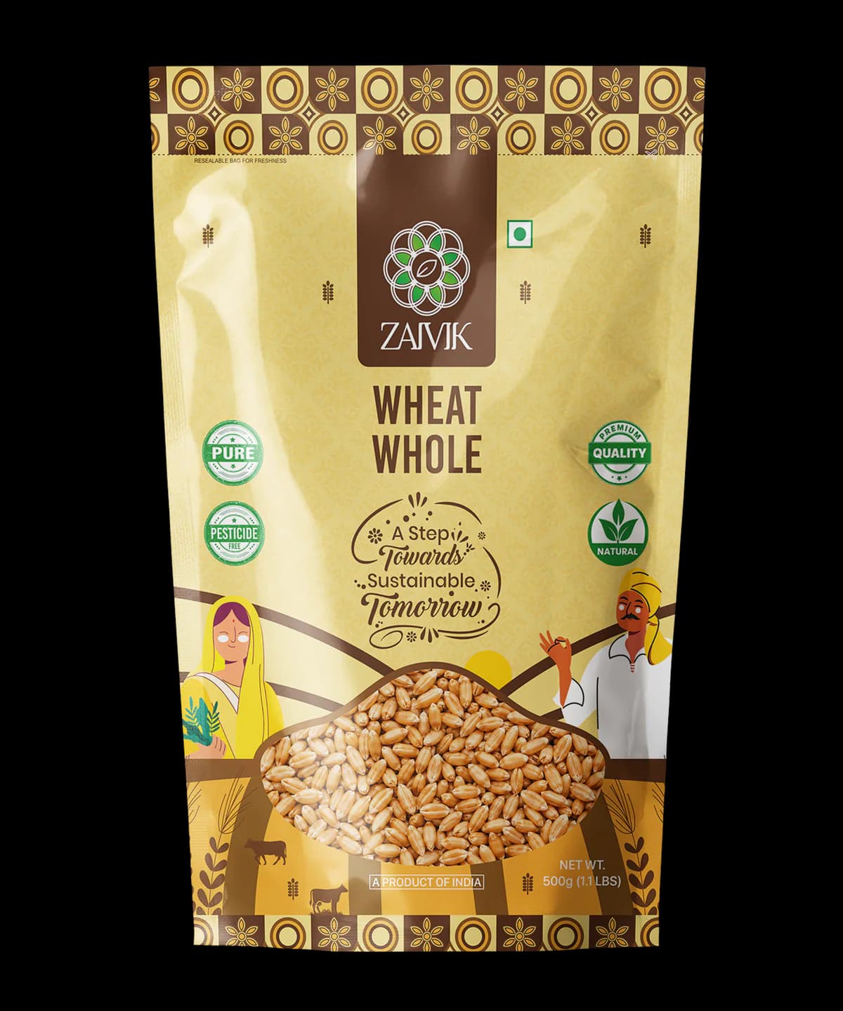 Wheat Whole 1 kg front packaging mockup