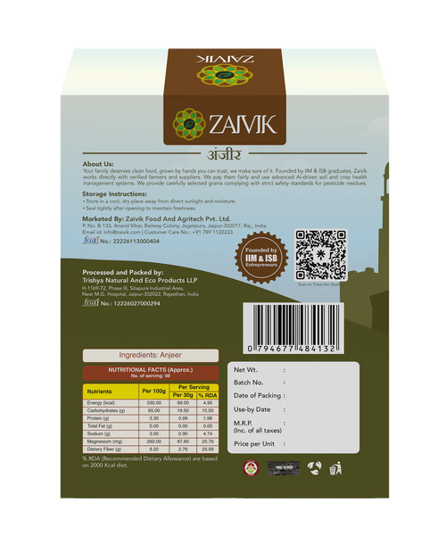 Zaivik Anjeer (Dried Fig) 250 g back packaging