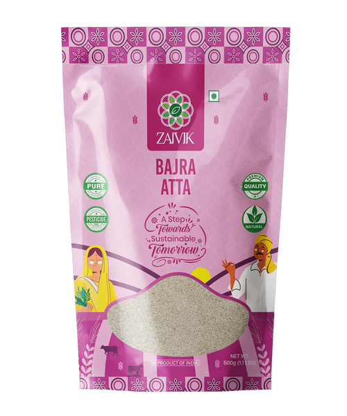 Zaivik Bajra Atta 500 g front packaging