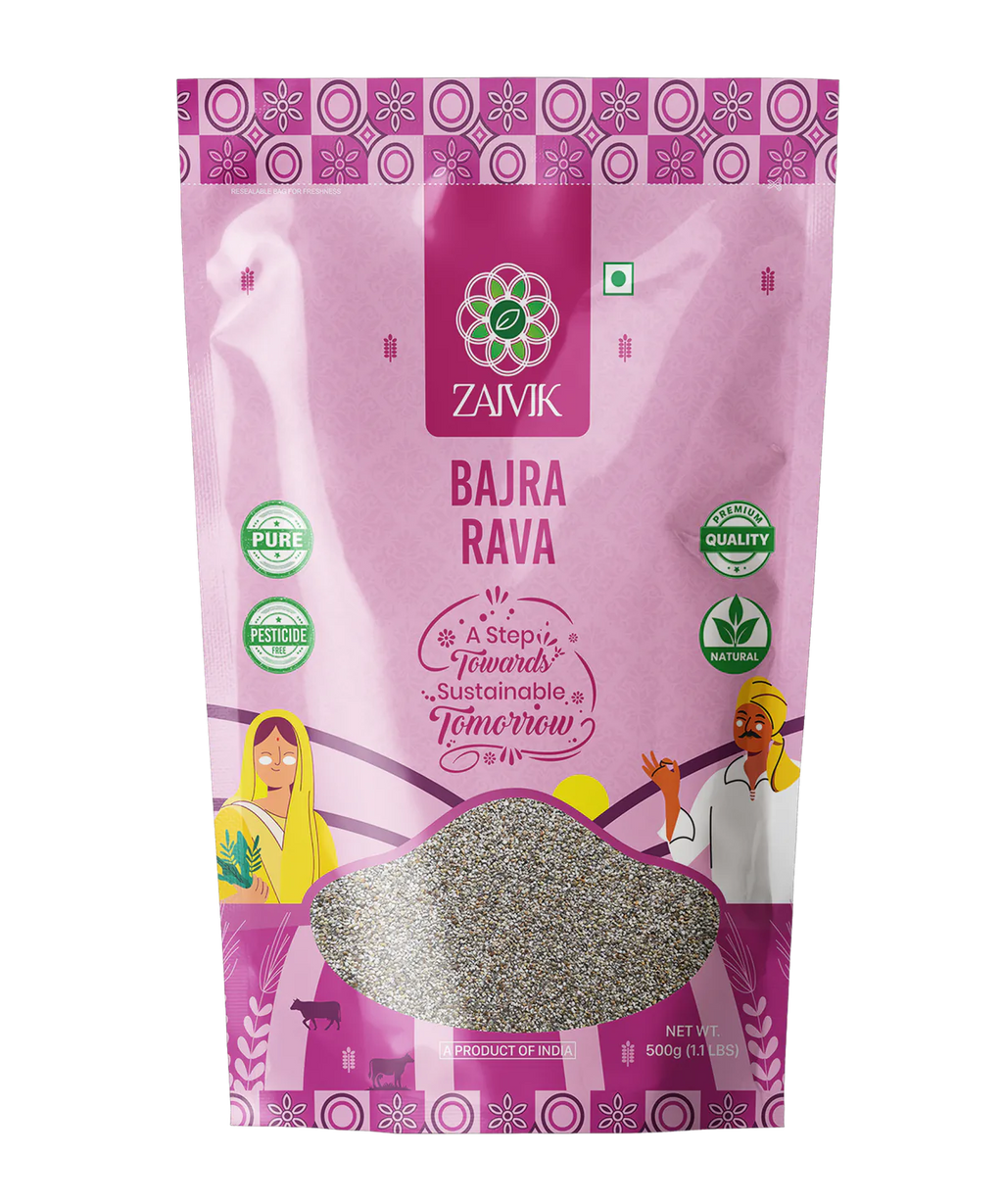 Zaivik Bajra Rava 500 g front packaging