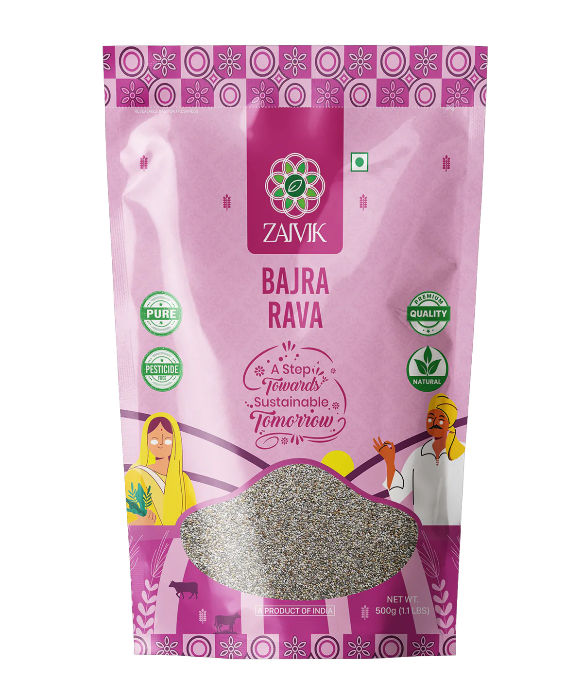 Zaivik Bajra Rava 500 g front packaging