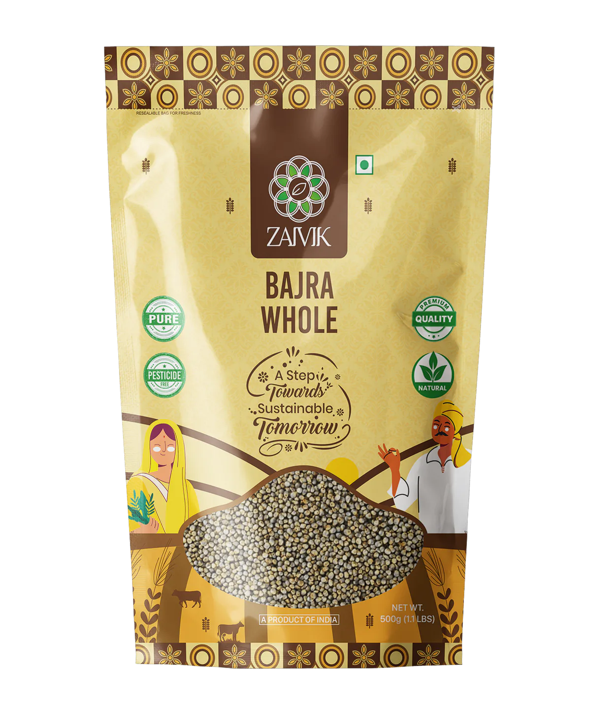 Zaivik Bajra Whole 500 g front packaging