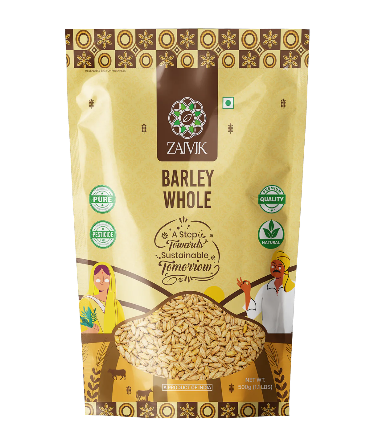 Zaivik Barley Whole 500 g front packaging