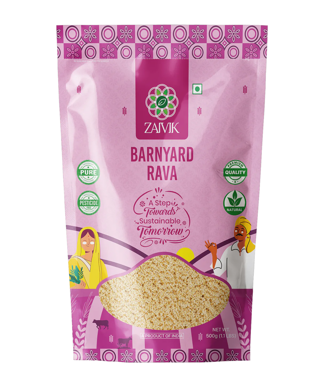 Zaivik Barnyard Millet Rava 500 g front packaging