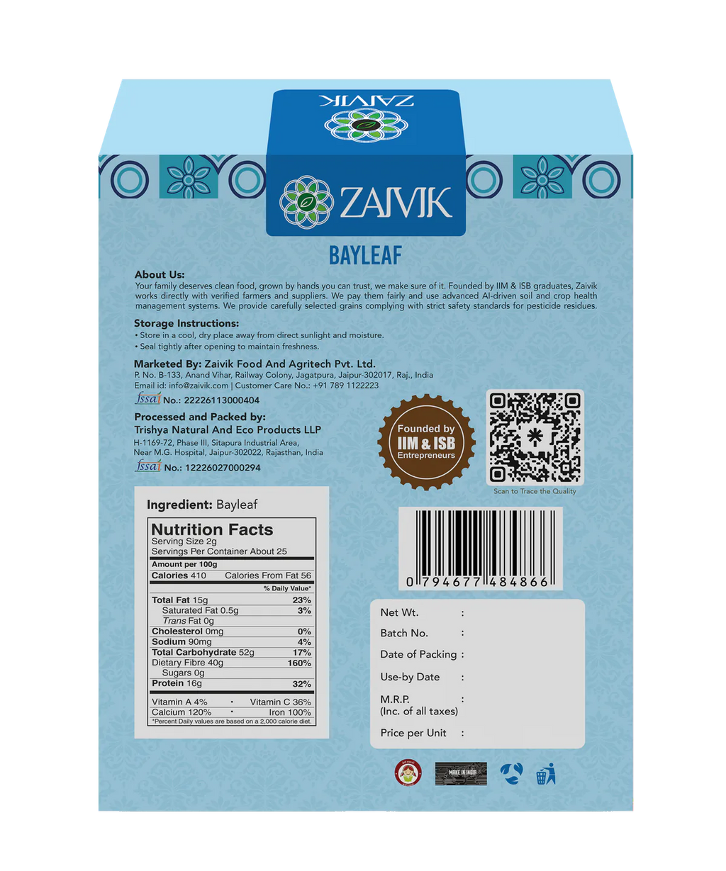 Zaivik Bay Leaf 200 g back packaging