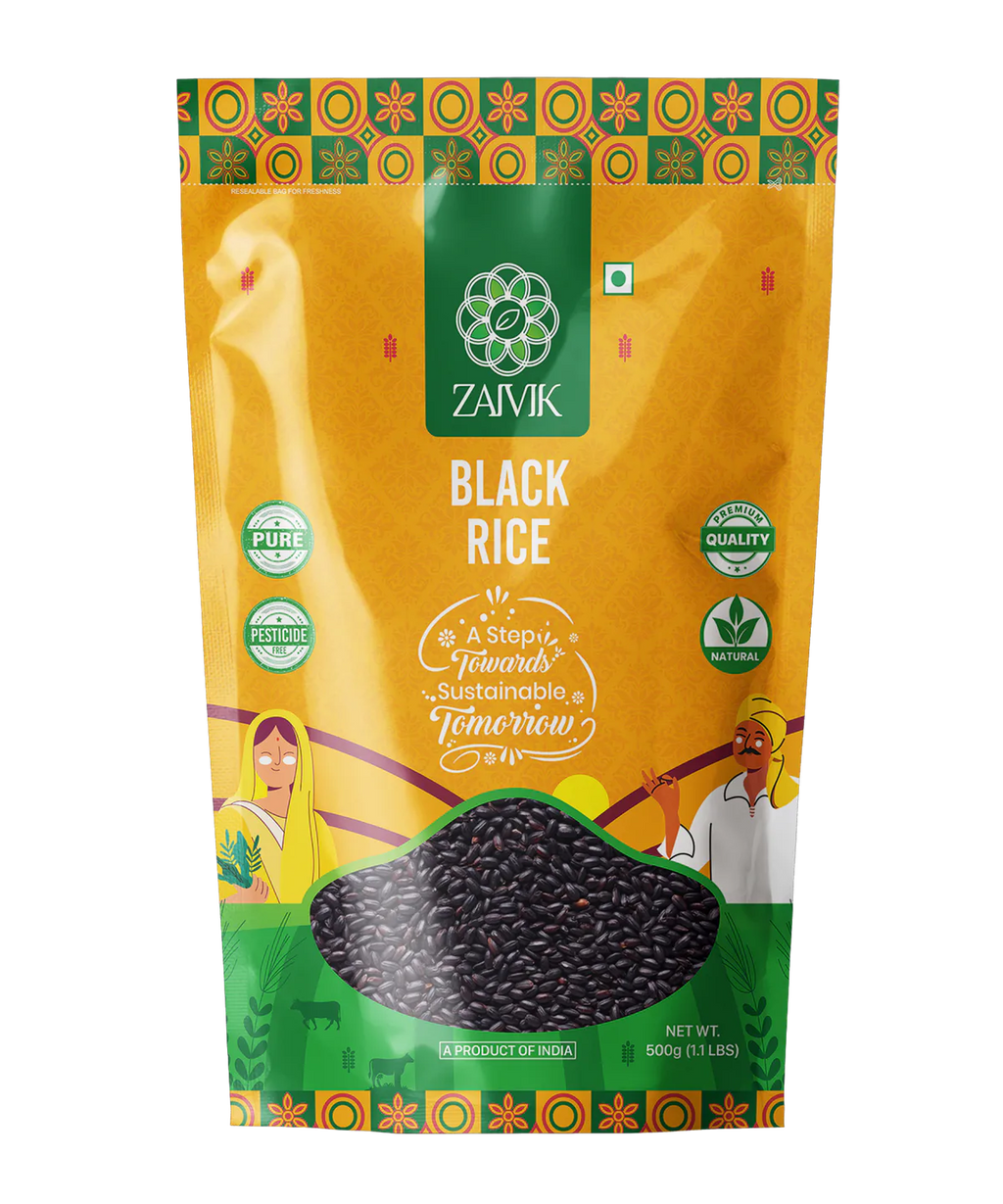 Zaivik Black Rice 500 g front packaging