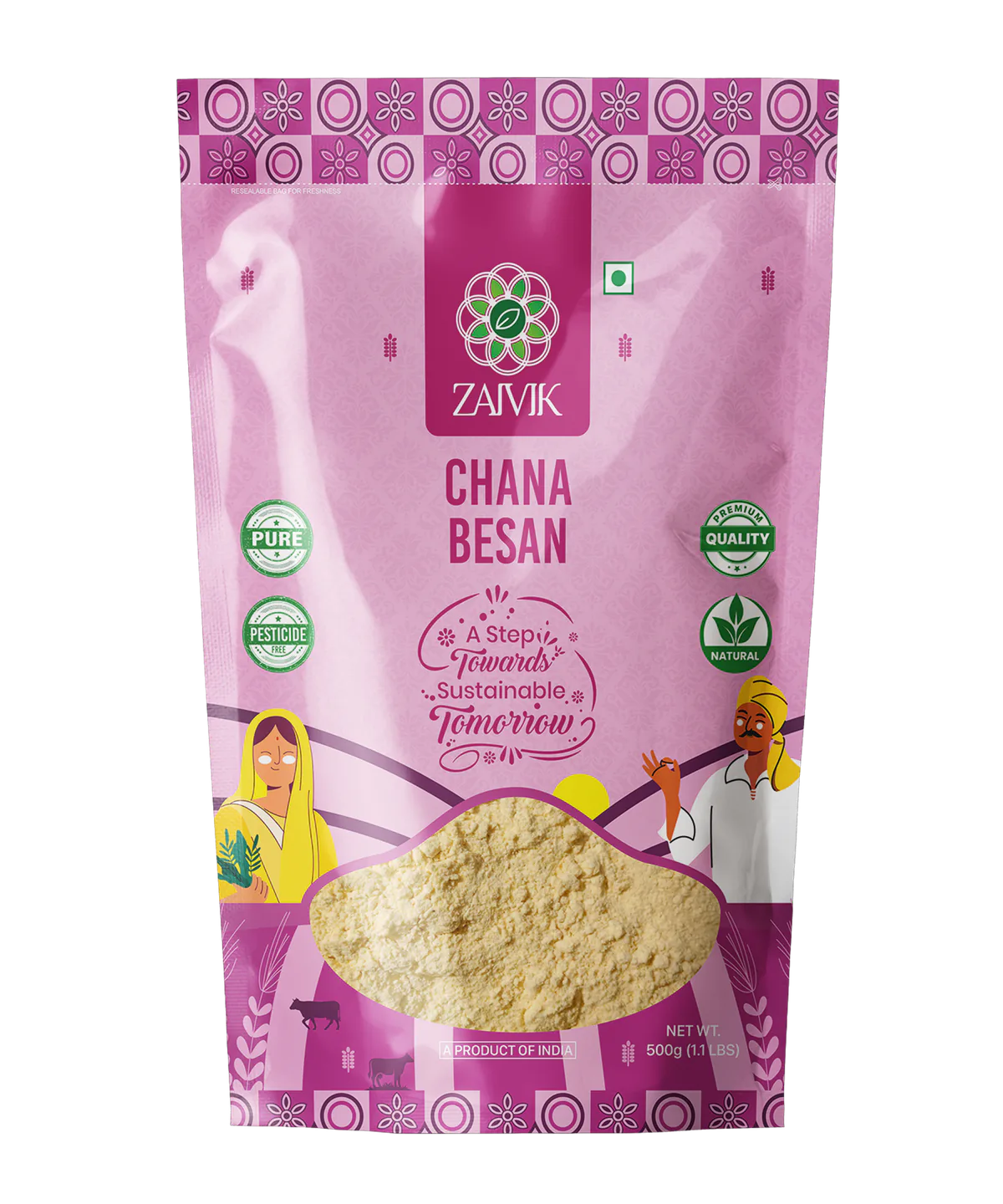 Zaivik Chana Besan 500 g front packaging