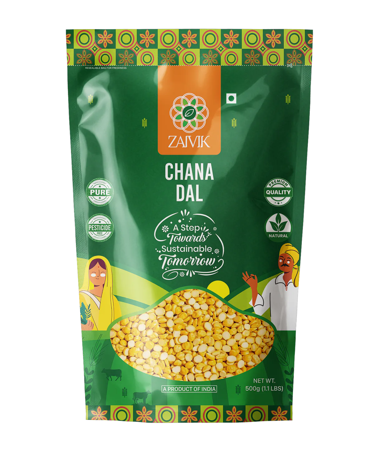 Zaivik Chana Dal 500 g front packaging