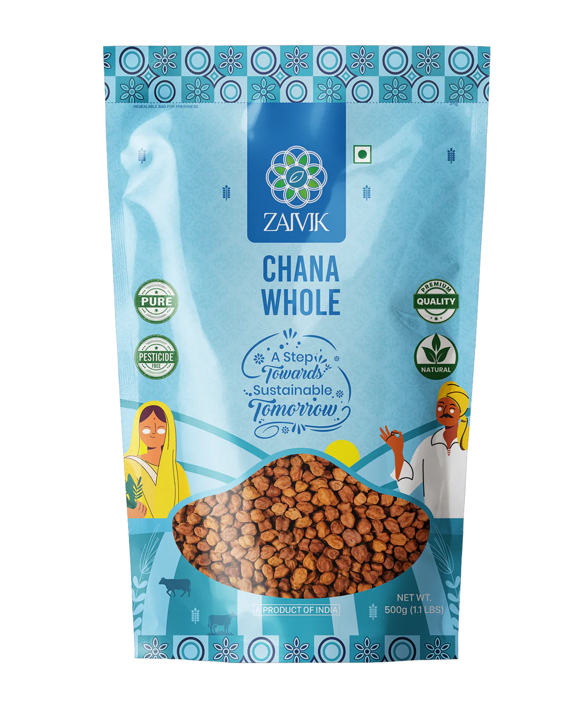 Zaivik Chana Whole 500 g front packaging
