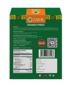 Zaivik Coriander Powder 200 g back packaging