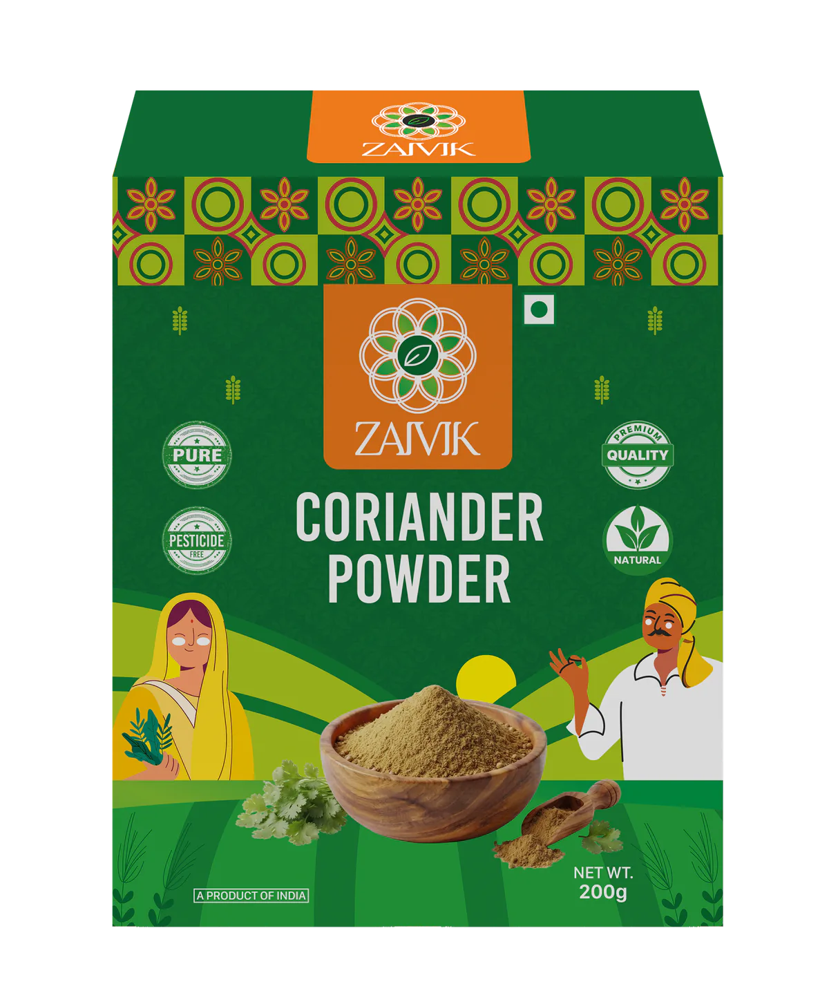 Zaivik Coriander Powder 200 g front packaging