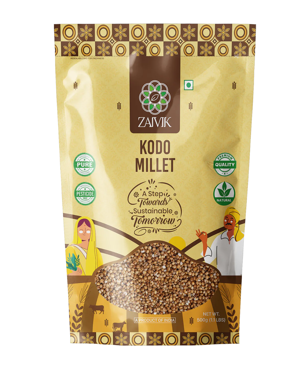 Zaivik Kodo Millet 500 g front packaging