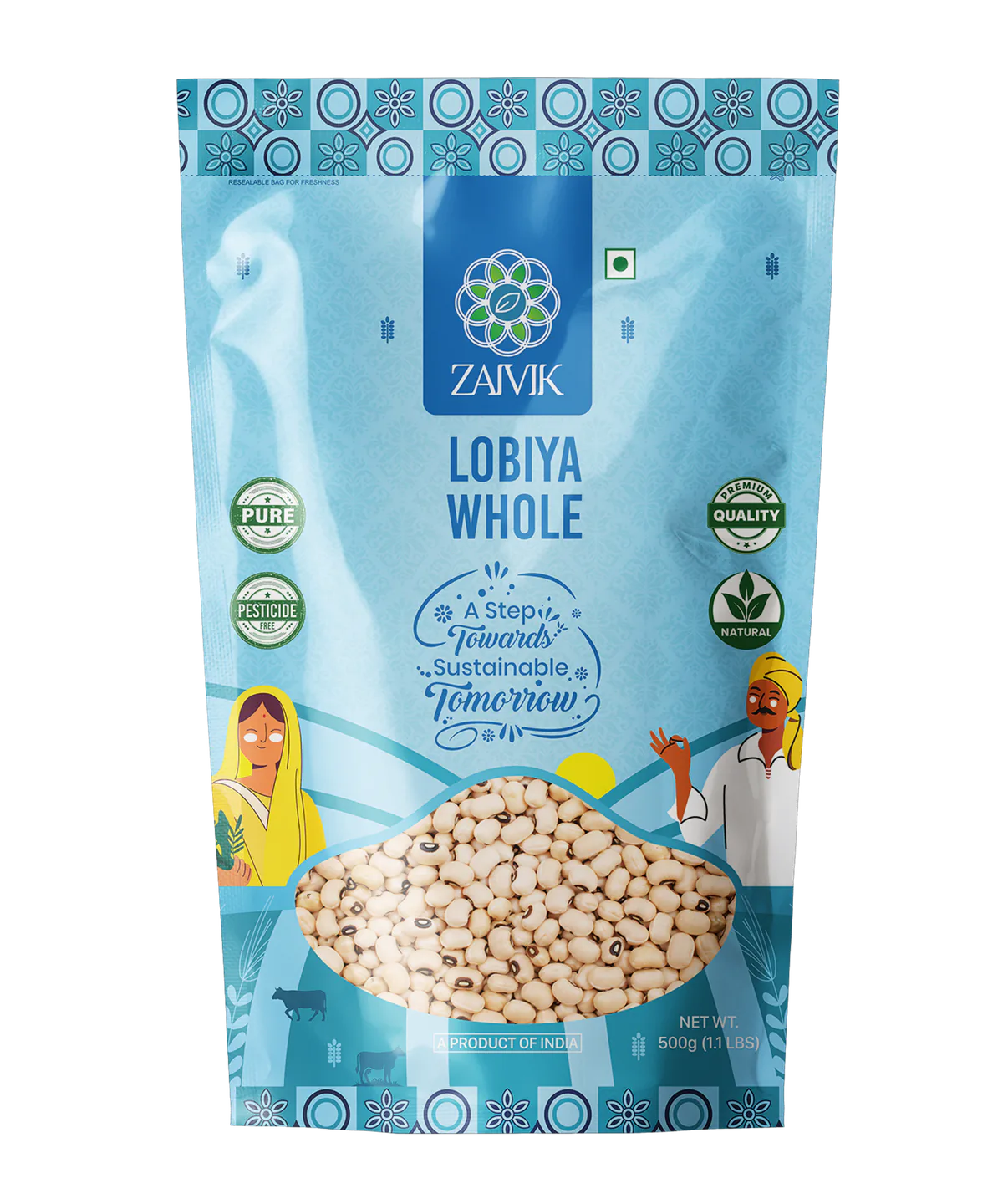 Zaivik Cowpea White Whole 500 g front packaging