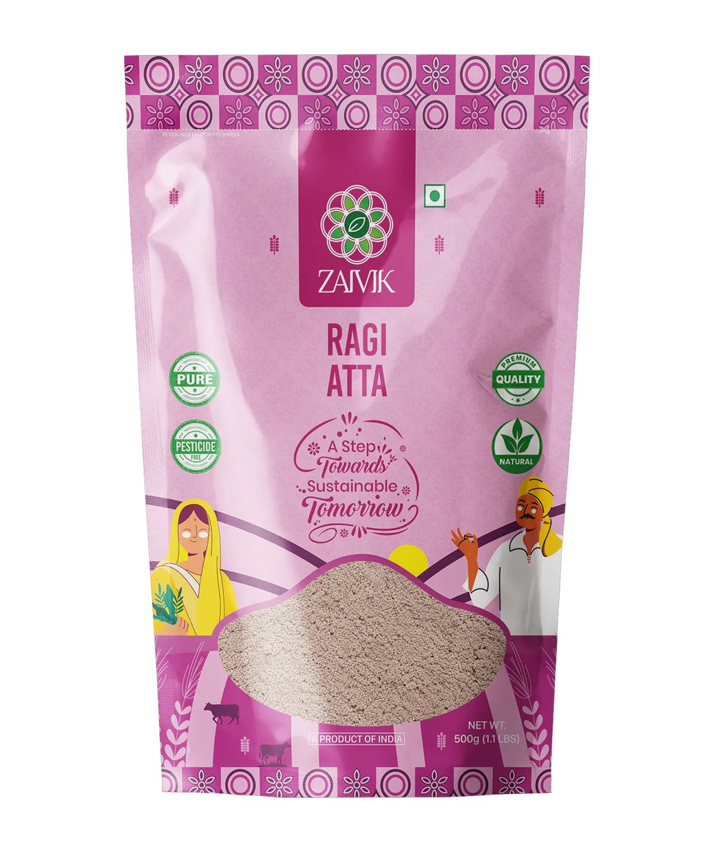 Zaivik Ragi Atta 500 g front packaging