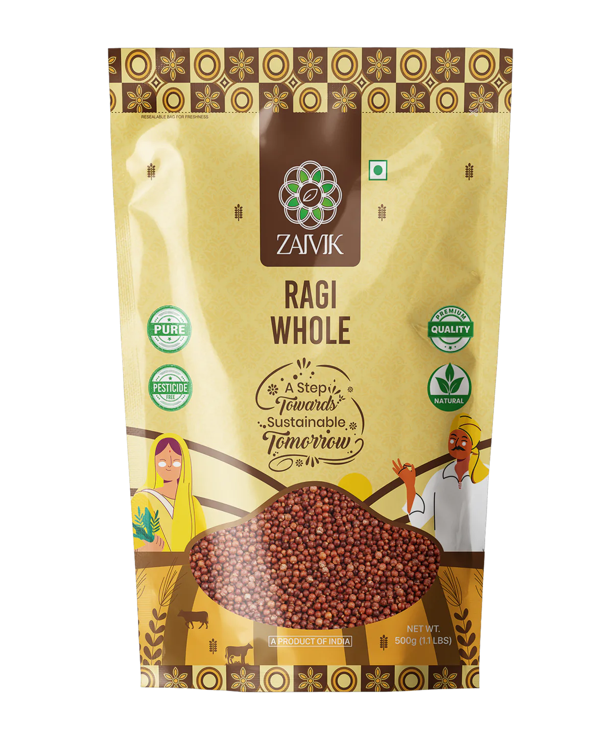 Zaivik Ragi Whole 500 g front packaging