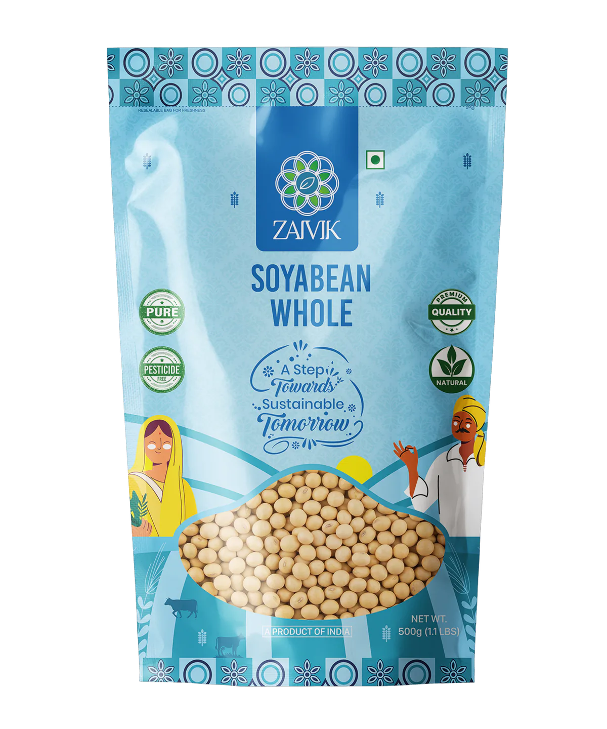Zaivik Soybean Whole 500 g front packaging
