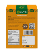 Zaivik Turmeric Powder 200 g back packaging
