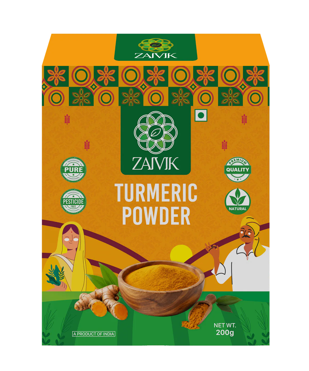 Zaivik Turmeric Powder 200 g front packaging