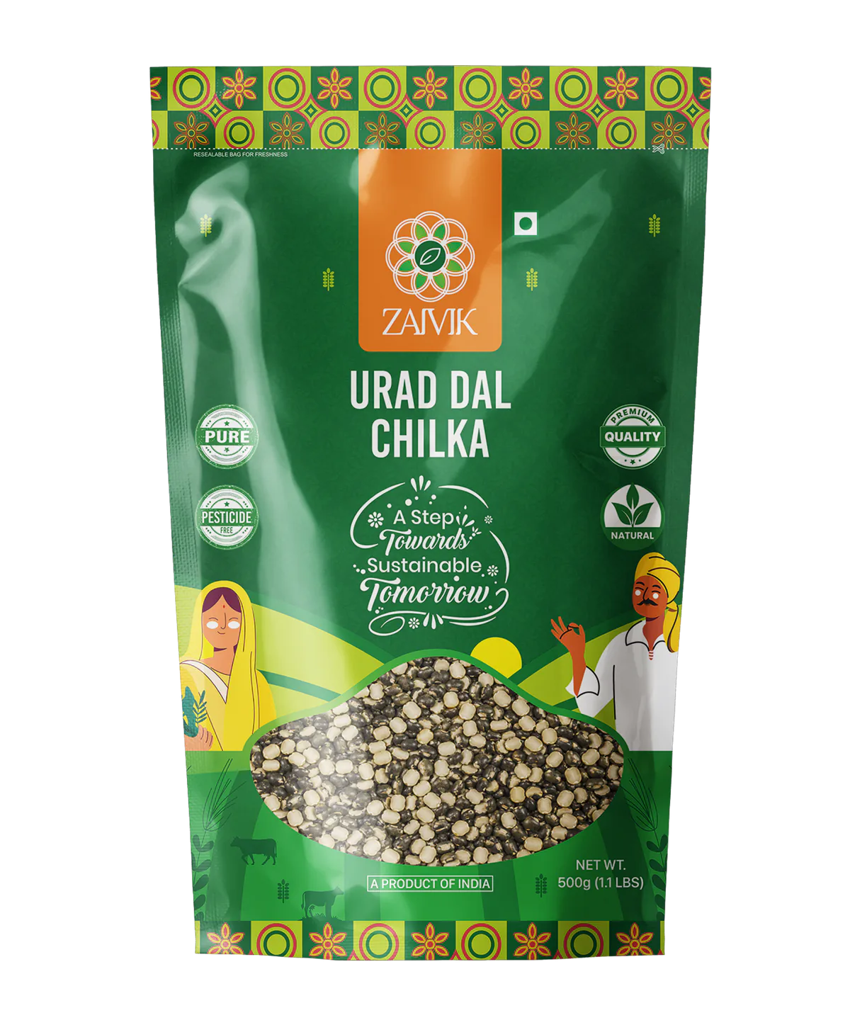 Zaivik Urad Dal Chhilka 500 g front packaging